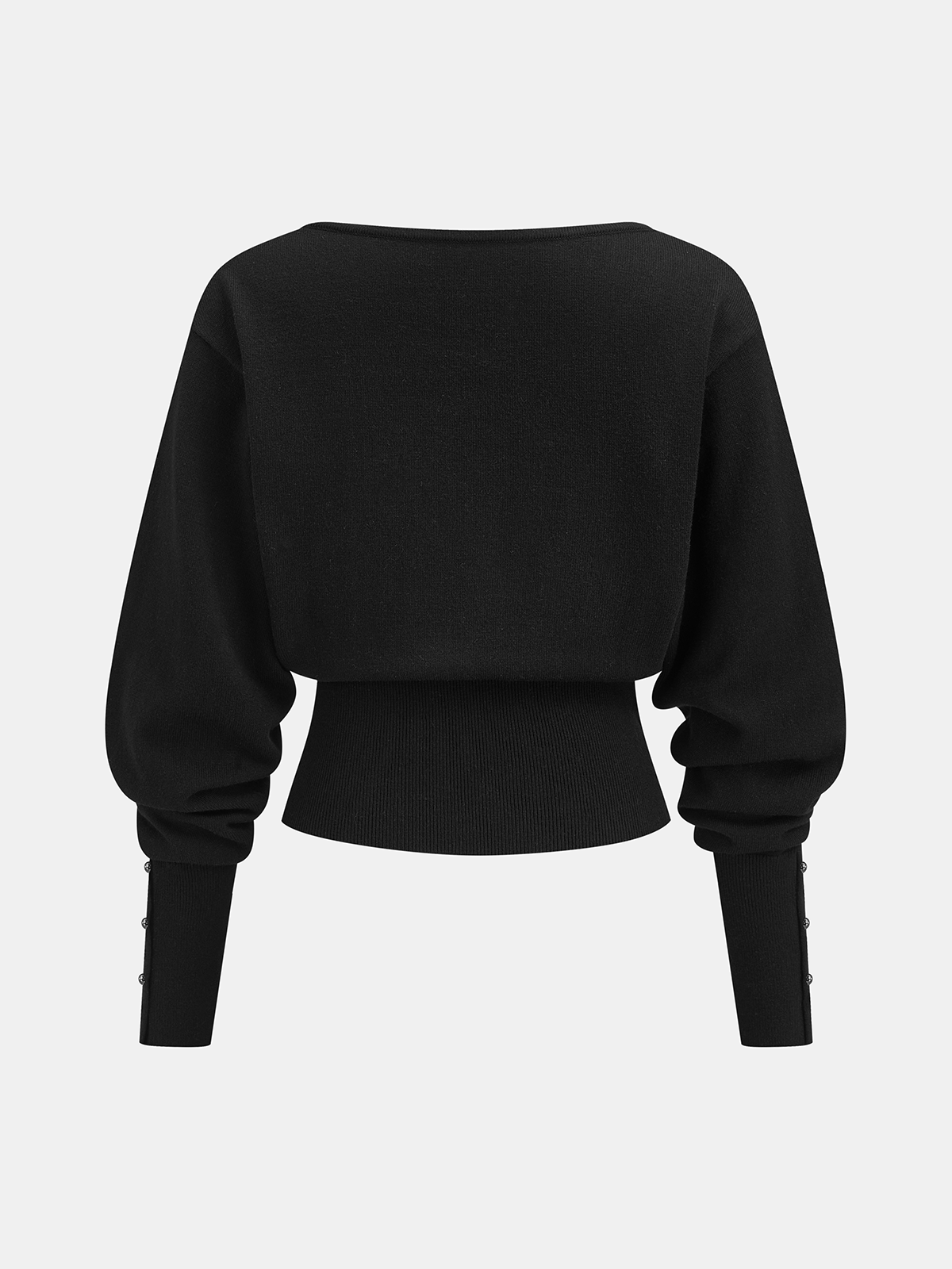 Wool Blend Buttoned Balloon Sleeve Cardigan