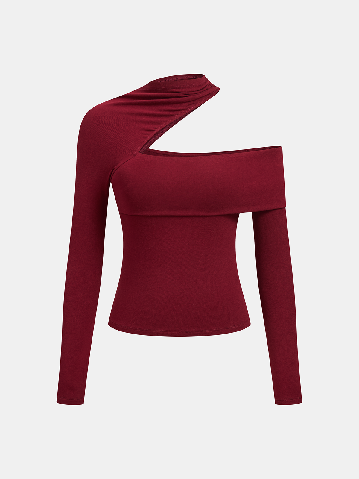 Asymmetric Cut-Out One Shoulder Long Sleeve Top