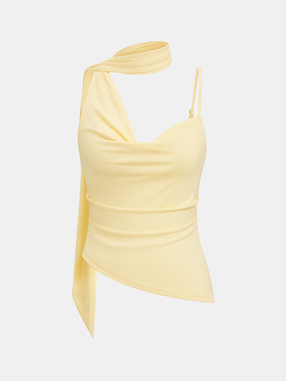 Asymmetric Draped Tie Neck Cami Top